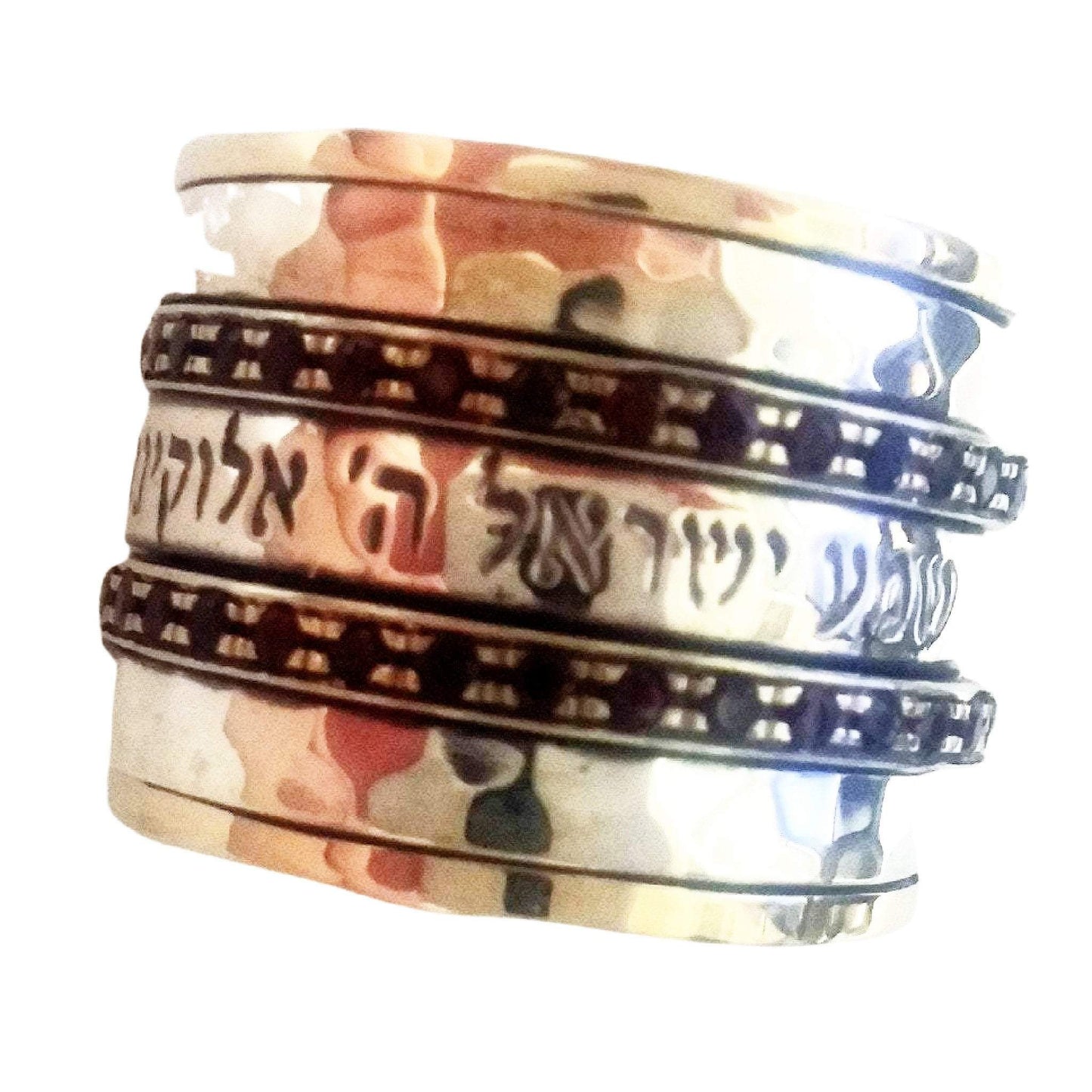 Bluenoemi Jewelry Personalized Rings Spinner ring  with an Hebrew Verse: Ani le Dodi / Shma Israel / Blessing Prayer