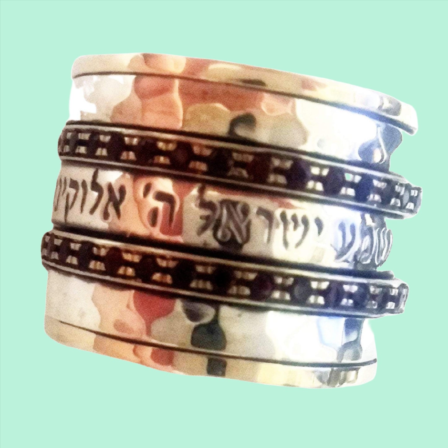 Bluenoemi Jewelry Personalized Rings Spinner ring  with an Hebrew Verse: Ani le Dodi / Shma Israel / Blessing Prayer