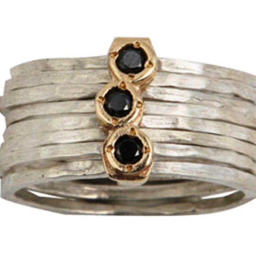Bluenoemi Jewelry ring Stack ring ,  silver ring  and gold ring for woman black diamonds rings