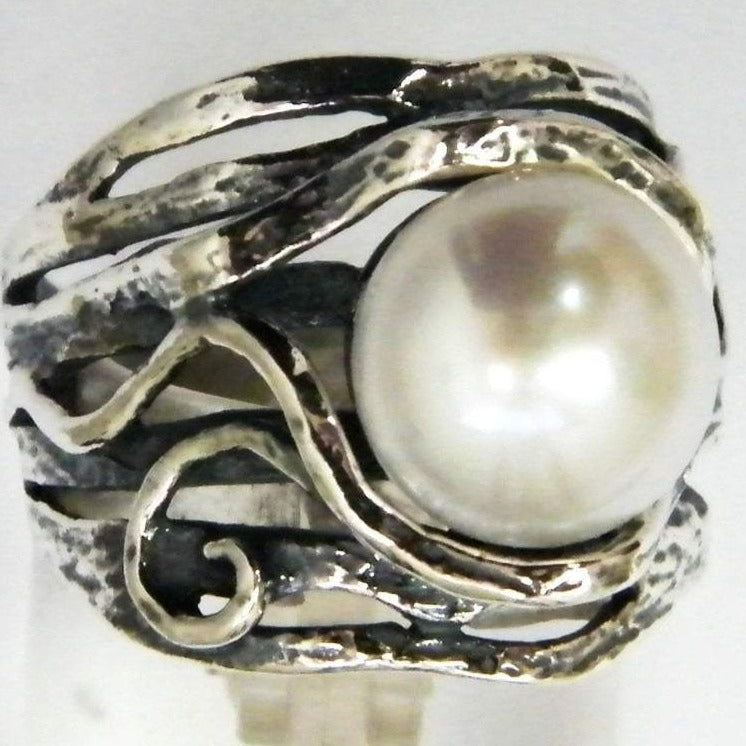 Bluenoemi Jewelry Rings 5 / silver Bluenoemi Jewelry from Israel - Pearl Silver Ring for Woman buying online, silver rings for women