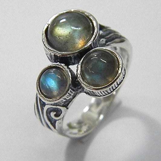 Bluenoemi Jewelry Rings 5 / silver Sterling silver ring  for woman bohemian rings: labradorite, turquoise, moonstone, amethyst