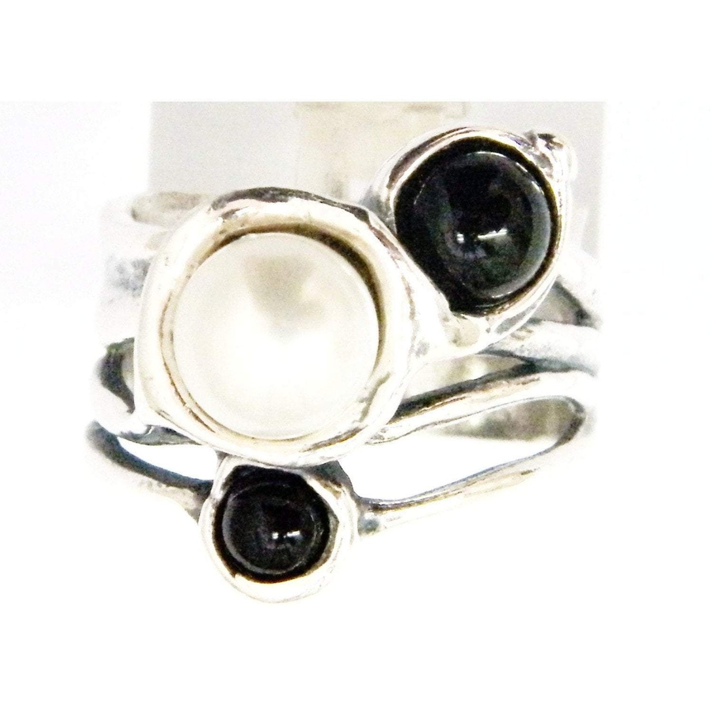 Bluenoemi Jewelry Rings 6.5 / silver Special Offer size 6.5 Sterling silver ring set with onyx and pearls.