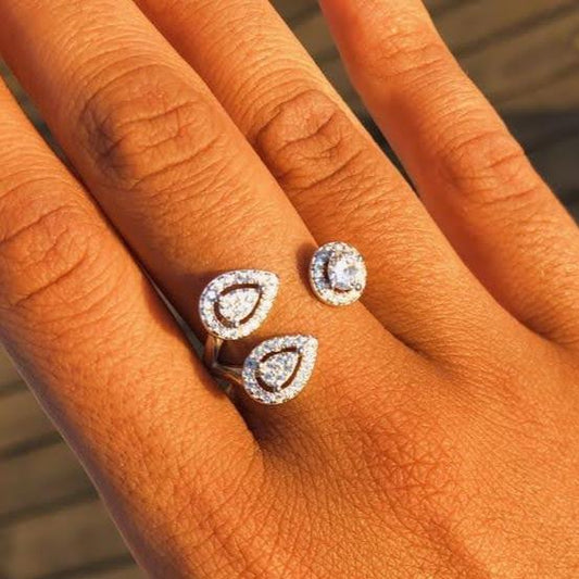 Bluenoemi Designer Ring for Woman decorated with CZ zircons. - Bluenoemi