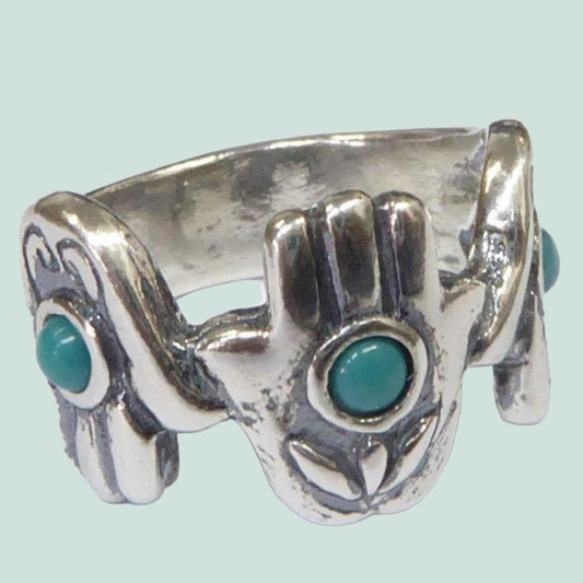 Bluenoemi Jewelry Rings Bluenoemi Hamsas Ring , Good luck  turquoises ring,  silver ring  for woman , Protection Ring