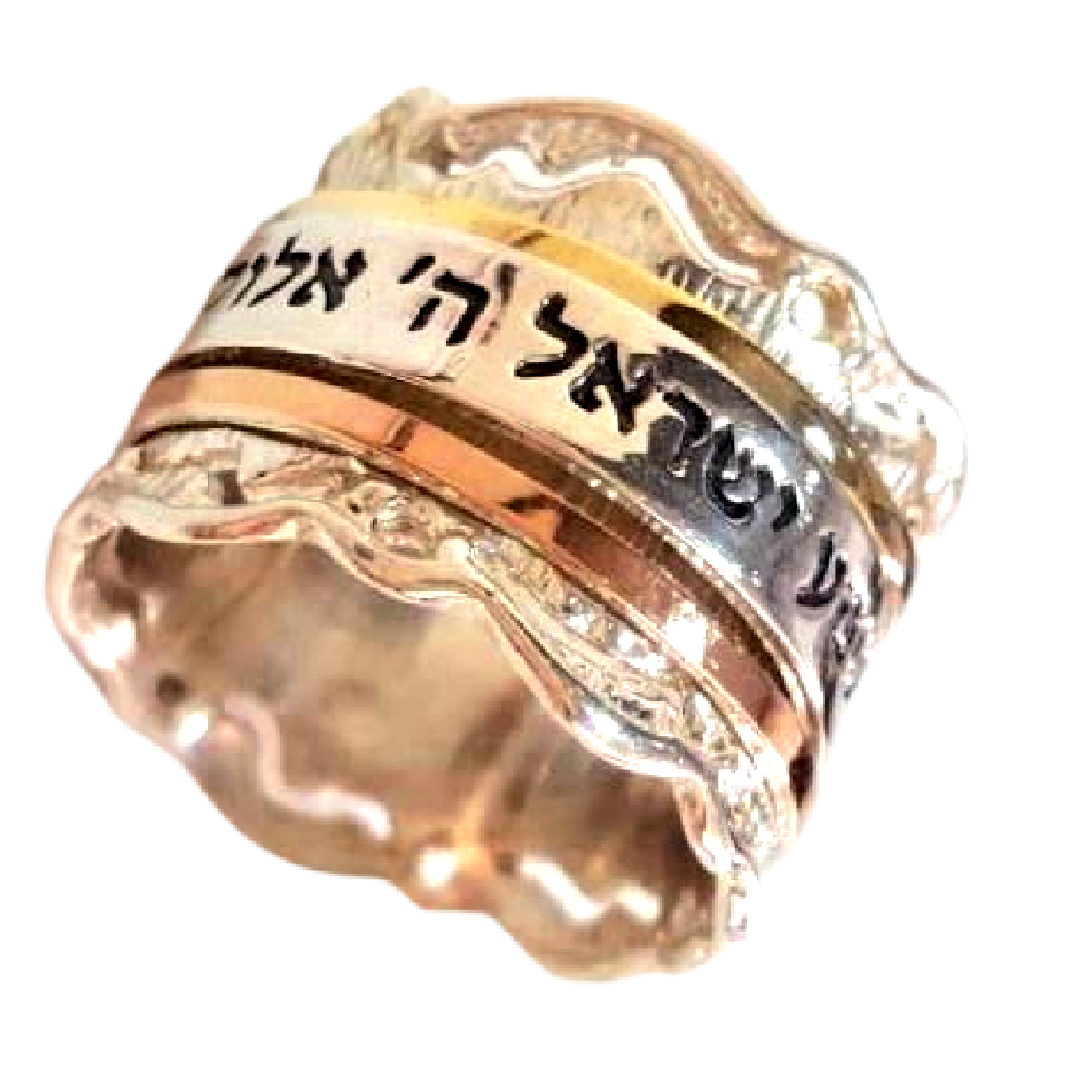 Bluenoemi Jewelry Rings Bluenoemi Israeli Jewelry | Personalized Israeli Spinner Rings ·Custom Handwriting Ring ·  Hebrew Engraved Silver and Gold Beloved Ring