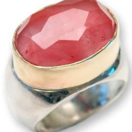 Bluenoemi Jewelry Rings Bluenoemi Rings for Women silver gold cherry quartz ring from Israel