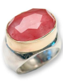 Bluenoemi Jewelry Rings Bluenoemi Rings for Women silver gold cherry quartz ring from Israel