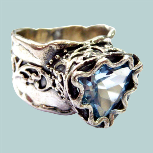 Bluenoemi Jewelry Rings Bluenoemi - SHR500- Sterling silver ring for woman with blue topaz