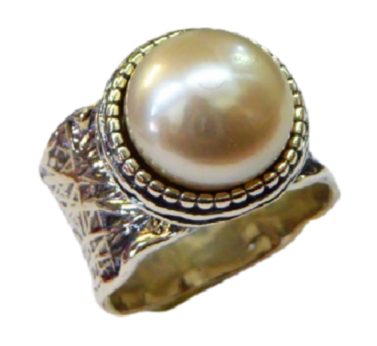 Bluenoemi Jewelry Rings Bluenoemi - SHR503 Sterling Silver Pearl Ring for Woman - Israeli Jewelry Store - Engagement Rings