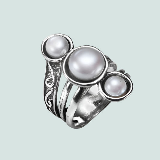 Bluenoemi Jewelry Rings Bluenoemi - SHR534 Sterling Silver Pearls Ring  Israeli Jewelry Store