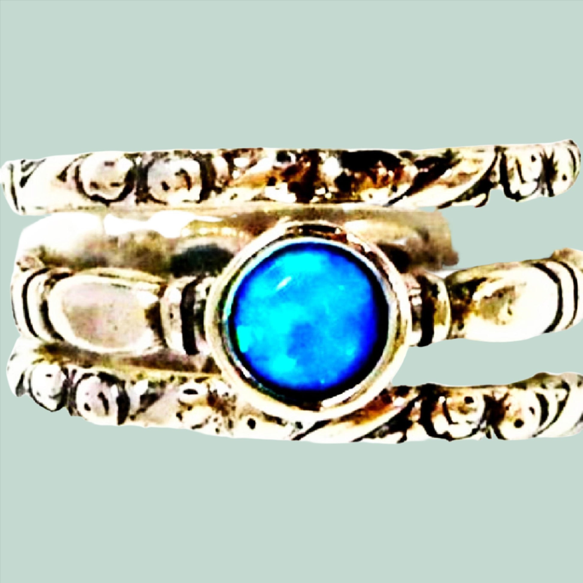 Bluenoemi Silver ring for woman , Stacking sterling silver jewelry , opal rings - Bluenoemi