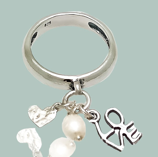 Bluenoemi Jewelry Rings Copy of Israel Jewelry Bluenoemi sterling silver Heart ring for Woman. Charms silver ring for women.  Pearl jewlery. Valentine gift