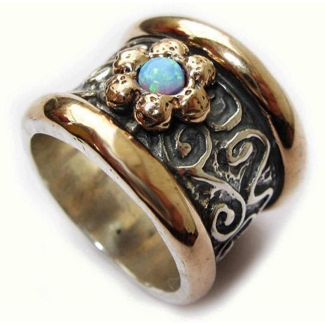 Bluenoemi Jewelry Rings Favorite spinner ring for woman/ Statement Ring / blue opal ring / romantic ring / Israeli jewelry