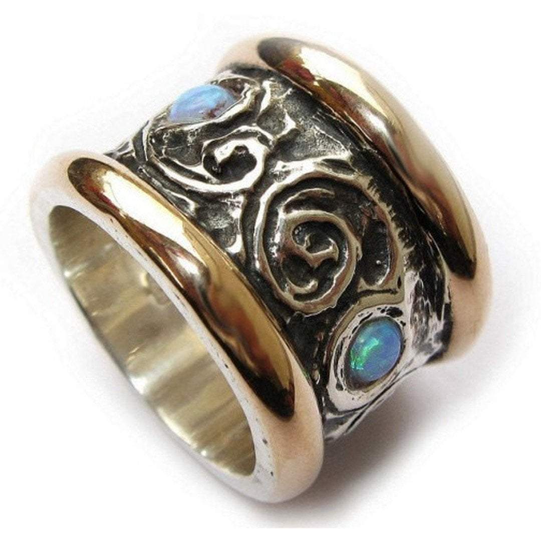 Bluenoemi Jewelry Rings Favorite spinner ring for woman/ Statement Ring / blue opal ring / romantic ring / Israeli jewelry