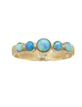 Bluenoemi Jewelry Rings for women ring for woman gold 9 ct with vivid blue opals,  israeli jewelry