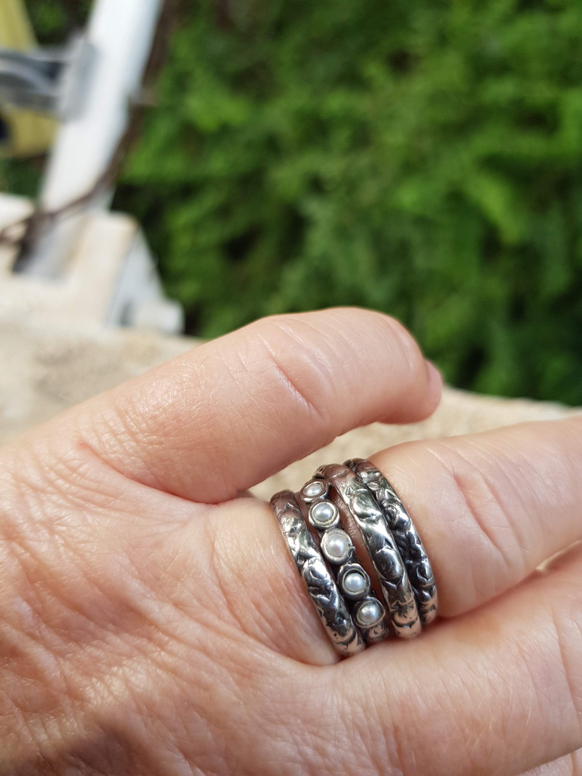 Anillo hippie, anillo bohemio, anillo de plata de ley, anillo con