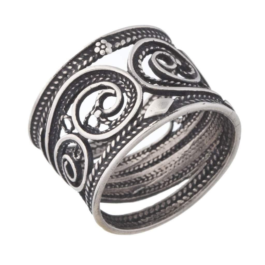 Bluenoemi Jewelry Rings Hippie ring. Sterling silver ring 1.4 cm. Israeli designer bohemian ring Please email us the details about the ring's size. We can make any size, including quarter sizes.   Please email us the details regarding the ring's size.