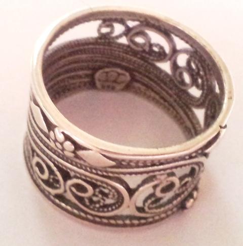 Hippie ring. Sterling silver ring 1.4 cm. Israeli designer bohemian ring - Bluenoemi