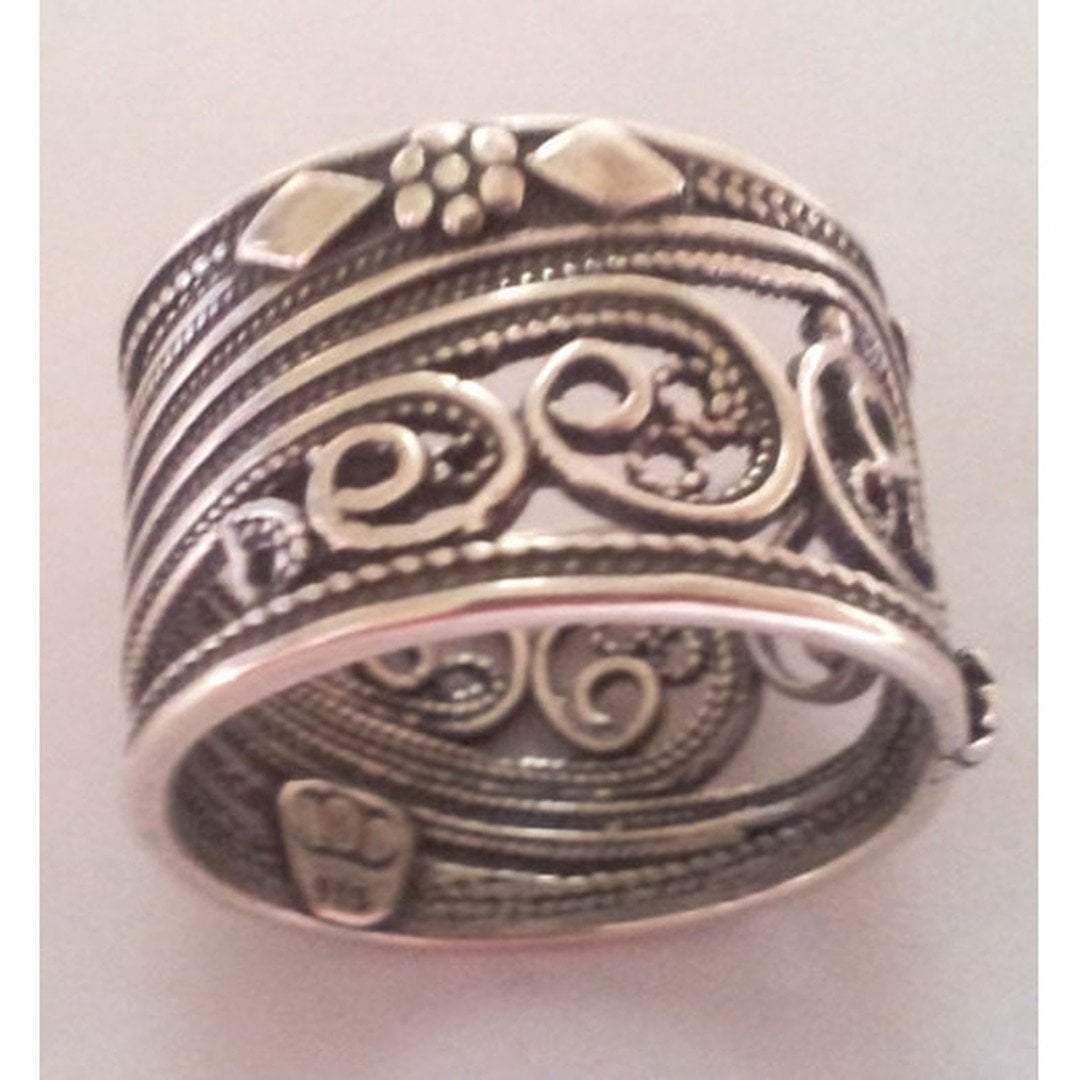 Hippie ring. Sterling silver ring 1.4 cm. Israeli designer bohemian ring - Bluenoemi