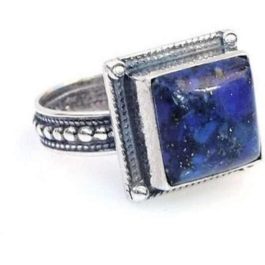 Bluenoemi Jewelry Rings Hippie ring, sterling silver ring set filigree handcrafted Israeli designer,  bohemian ring
