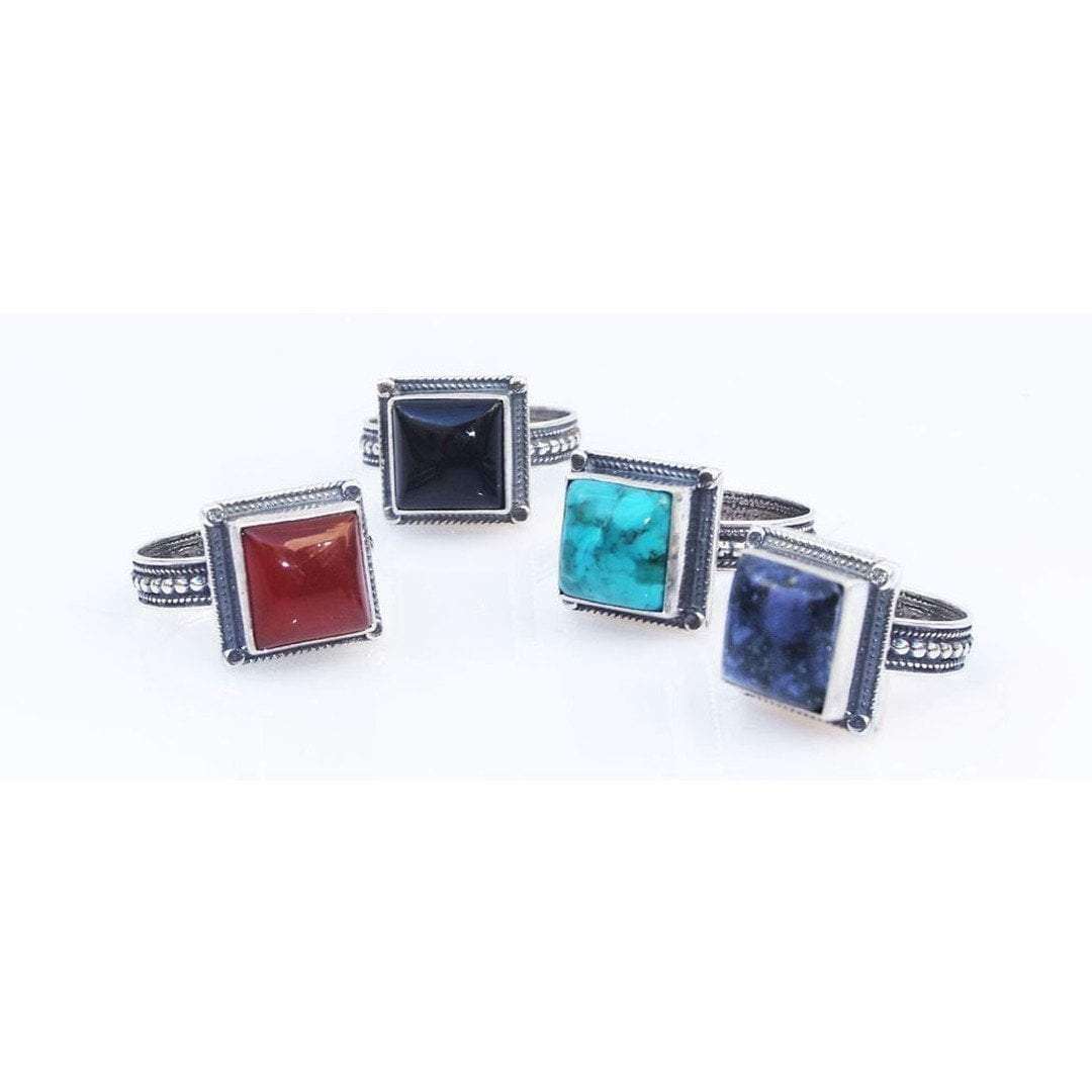 Bluenoemi Jewelry Rings Hippie ring, sterling silver ring set filigree handcrafted Israeli designer,  bohemian ring