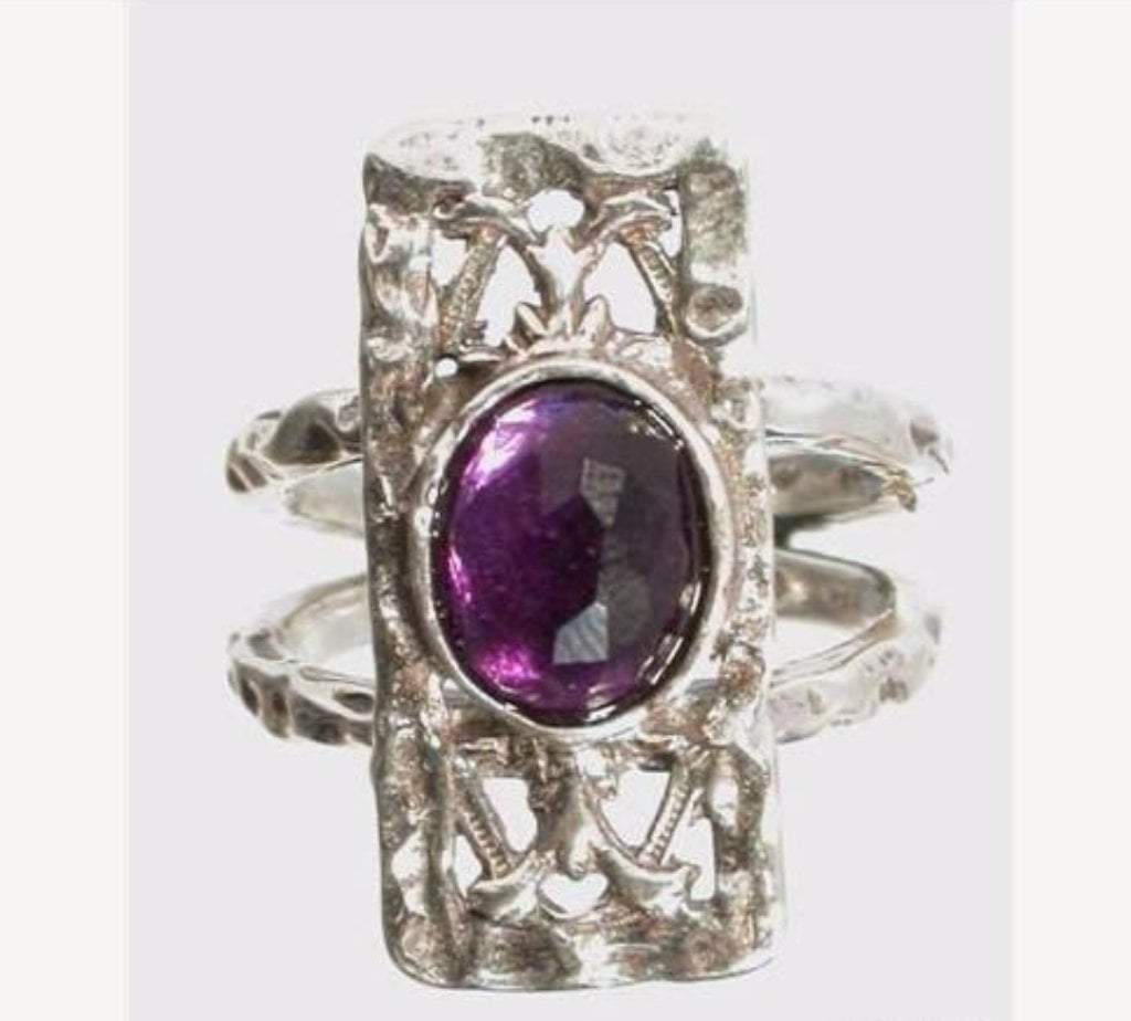 Bluenoemi Jewelry Rings Israeli handcrafted ring sterling silver 925 set with amethyst