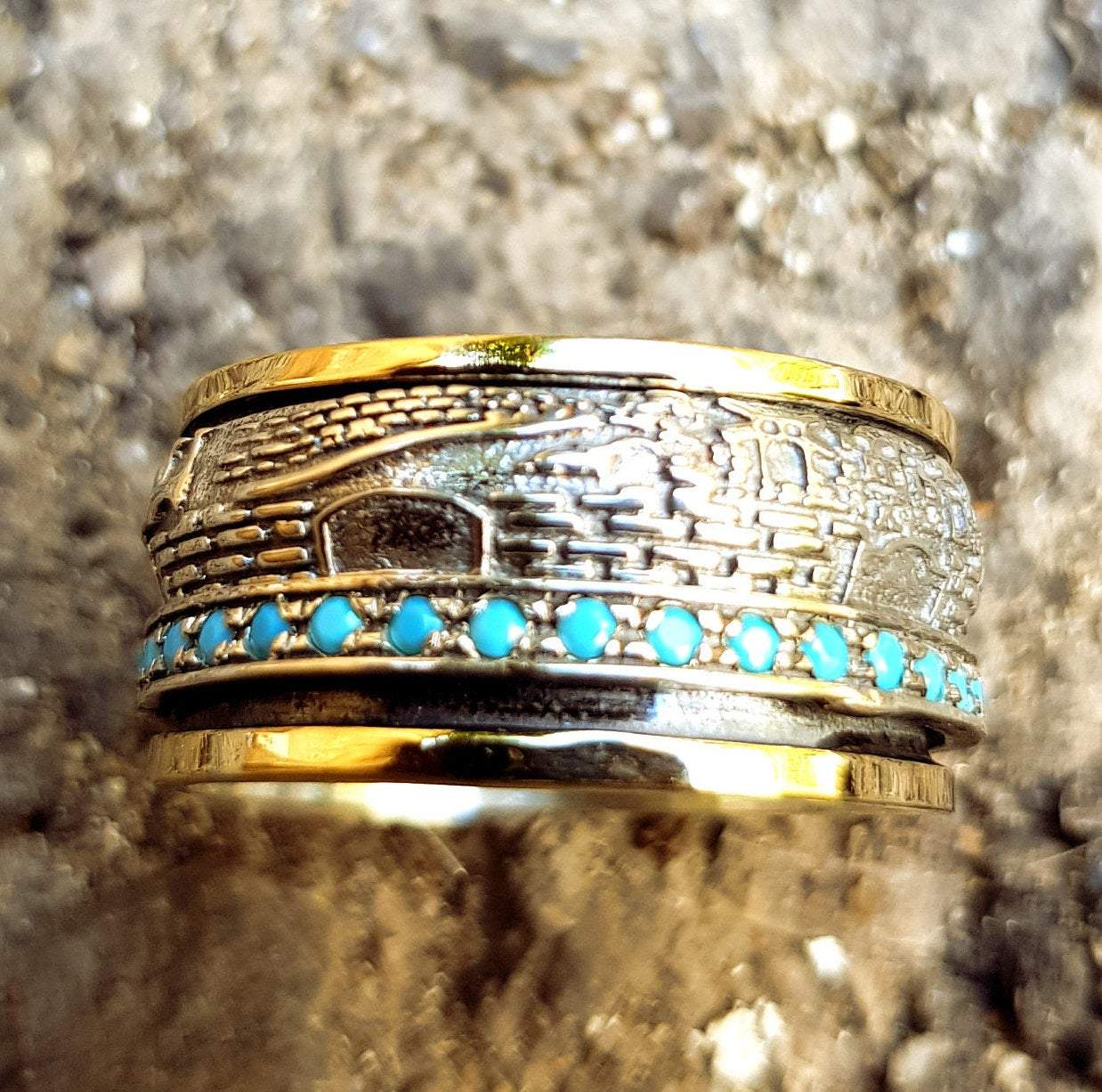 Bluenoemi Jewelry Rings Jerusalem Ring / spinner ring for woman /  ring silver gold 9kt  / Israeli jewelry / meditation rings / Israeliche schmuck