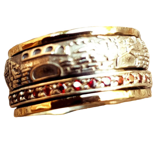 Jerusalem Ring / spinner ring for woman / ring silver gold 9kt / Israeli jewelry / meditation rings / Israeliche schmuck - Bluenoemi