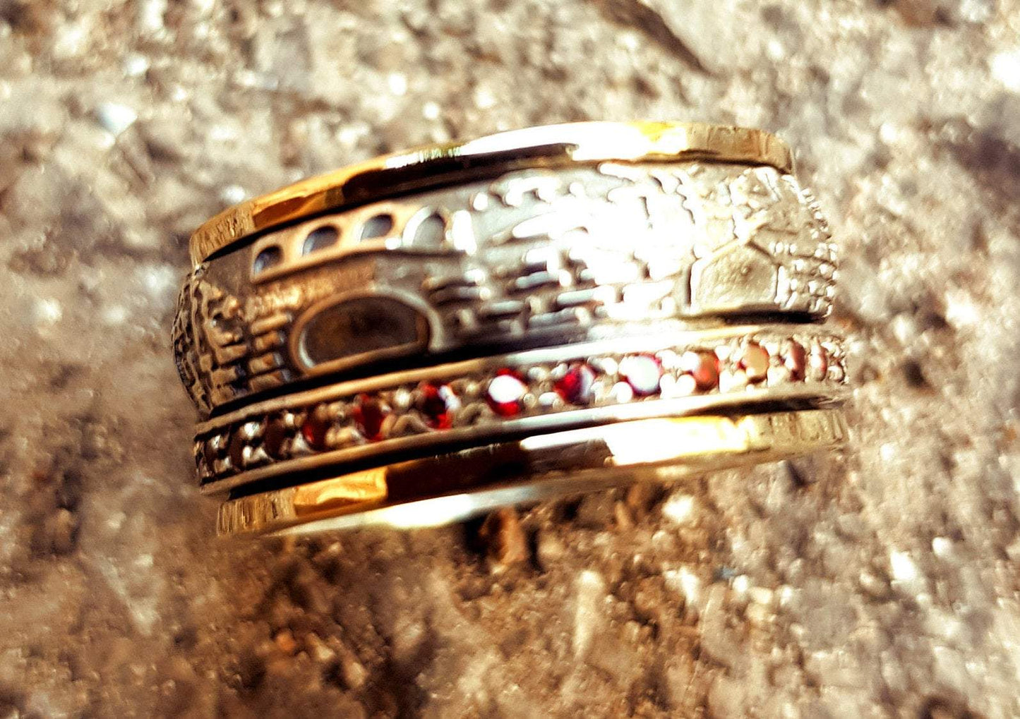 Bluenoemi Jewelry Rings Jerusalem Ring / spinner ring for woman /  ring silver gold 9kt  / Israeli jewelry / meditation rings / Israeliche schmuck