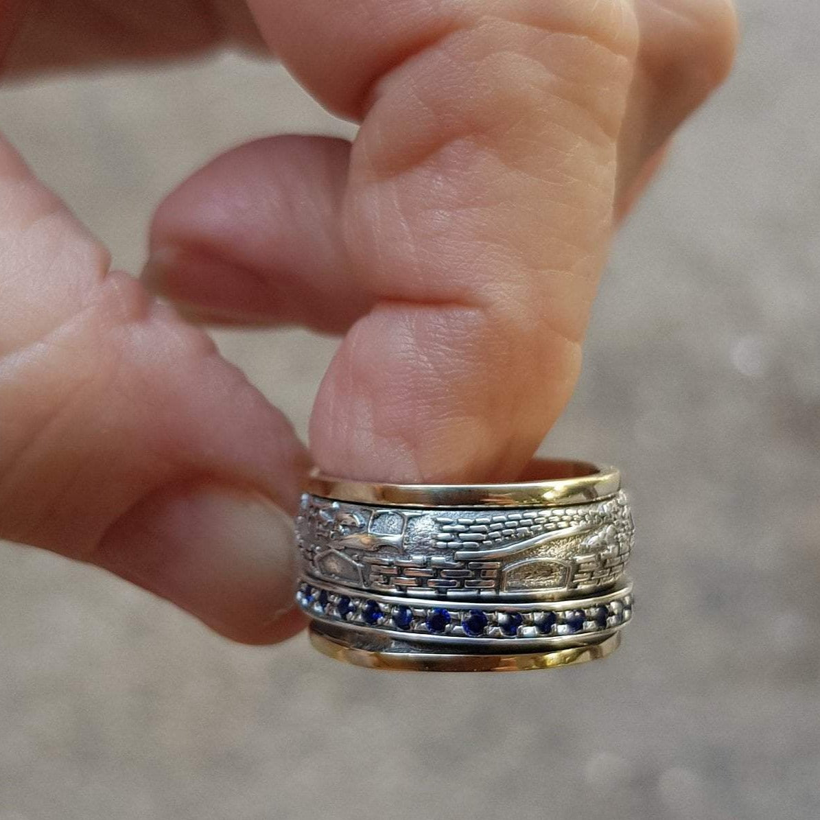 Bluenoemi Jewelry Rings Jerusalem Ring / spinner ring for woman /  ring silver gold 9kt  / Israeli jewelry / meditation rings / Israeliche schmuck