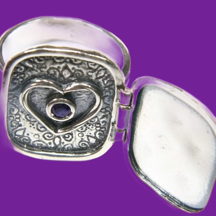 Bluenoemi Jewelry Rings Locket Ring Sterling silver ring Vintage inspired rings