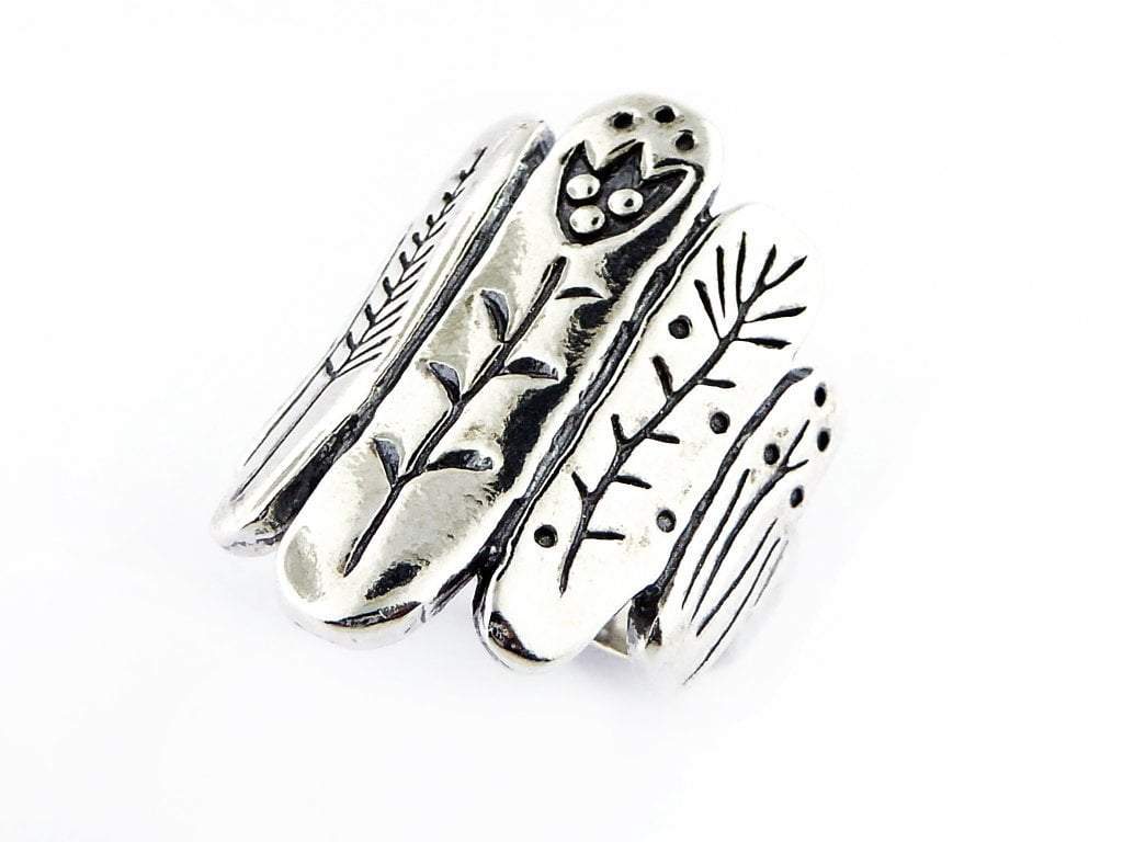 Bluenoemi Jewelry Rings Lovely hippie silver ring for women, Botanic drawing silver rings for woman, bohemian rings silber