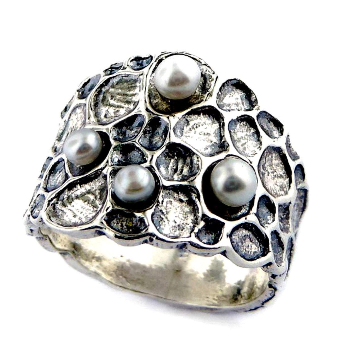 Bluenoemi Jewelry Rings Lovely silver ring for women, pearls silver rings for women, bohemian silber ringe für frauen