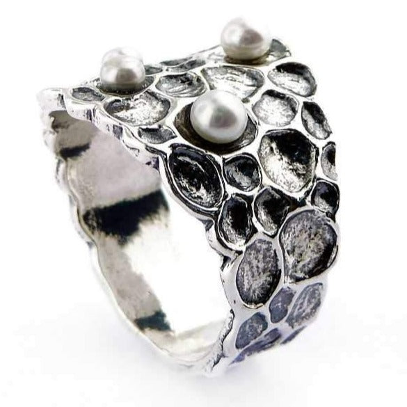 Silver ring for women, pearls silver rings for women - Bluenoemi