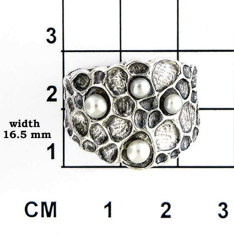 Silver ring for women, pearls silver rings for women - Bluenoemi
