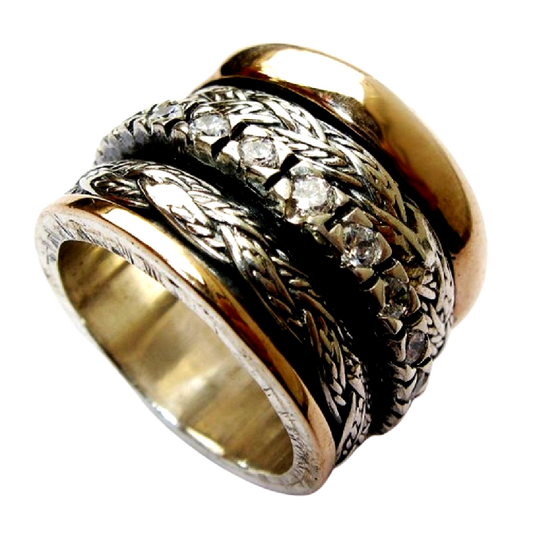 Bluenoemi Jewelry Rings Meditation Spinner Celtic Ring for Woman Silver &  Gold Engagement Ring with a CZ Zircons