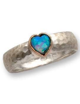 Bluenoemi Jewelry Rings Ring silver gold 9 carats opal ring for woman