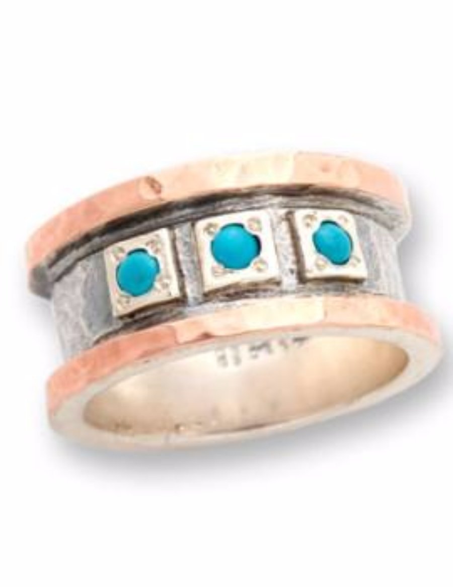 Ring silver gold 9 carats set with blue opals - ring for woman-Rings-Bluenoemi Jewelry