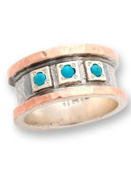 Bluenoemi Jewelry Rings Ring silver gold 9 carats set with blue opals - ring for woman