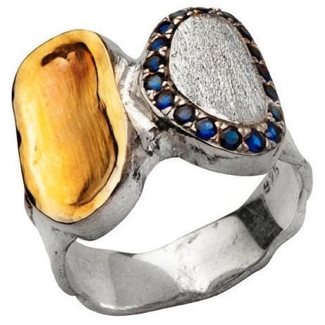 Bluenoemi Jewelry Rings Ring silver gold 9 ct, ring for woman , Sapphires ring, sterling silver & gold rings