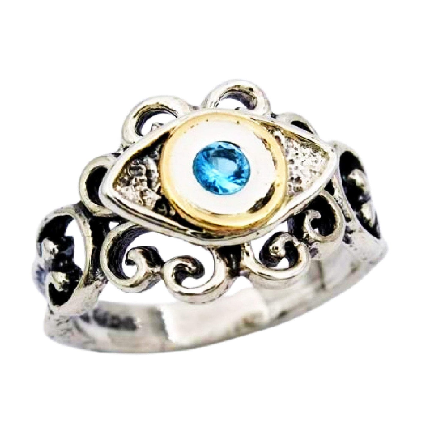 Bluenoemi Jewelry Rings SH021 -Bluenoemi - Eye silver rings for women - Israeli Luck & Protection