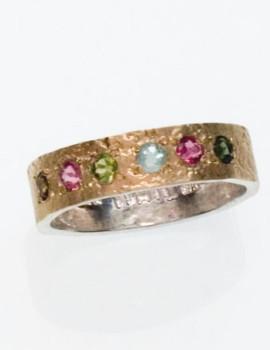 Bluenoemi Jewelry Rings Silver and gold 9kt ring set with tourmalines. Favorite  ring for woman