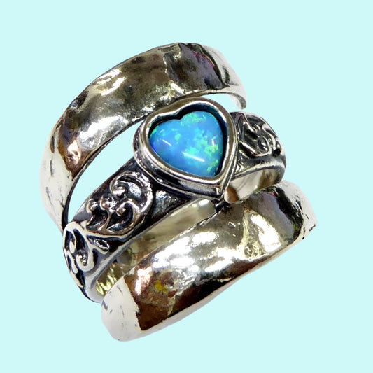 Bluenoemi Jewelry Rings Silver Ring for woman/ Hippie ring / Blue Opal  silver ring