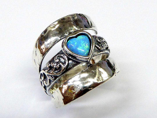 Bluenoemi Jewelry Rings Silver Ring for woman/ Hippie ring / Blue Opal  silver ring
