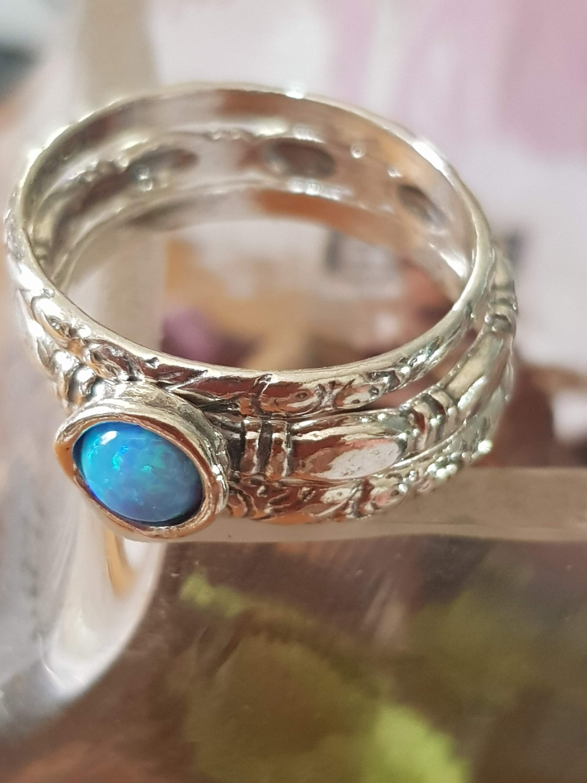 Bluenoemi Silver ring for woman , Stacking sterling silver jewelry , opal rings - Bluenoemi