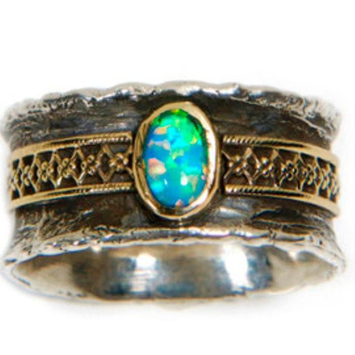 Bluenoemi Jewelry Rings Silver Ring set  Garnet / Blue topaz / Opal / Tourmaline.