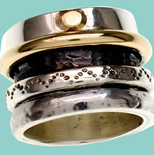 Spinner Ring for Man / Spinning ring silver Rose gold / Spinner ring for Woman / Sterling Silver .925 / Oxidized silver base/ All Sizes - Bluenoemi