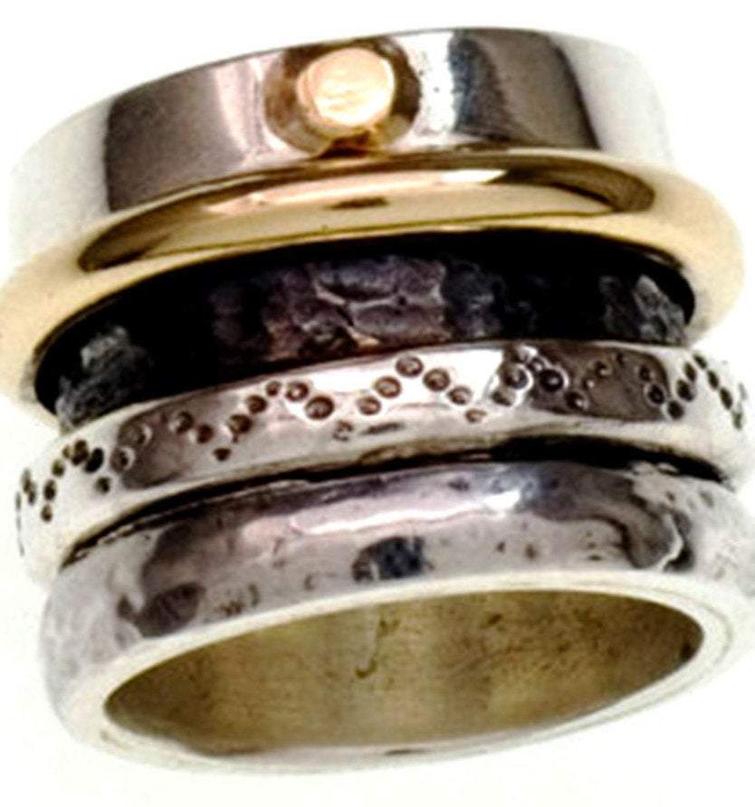 Anillo Spinner para Hombre / Anillo giratorio plata Oro rosa / Anillo giratorio para Mujer / Plata de Ley .925 / Base plata oxidada / Todas las Tallas