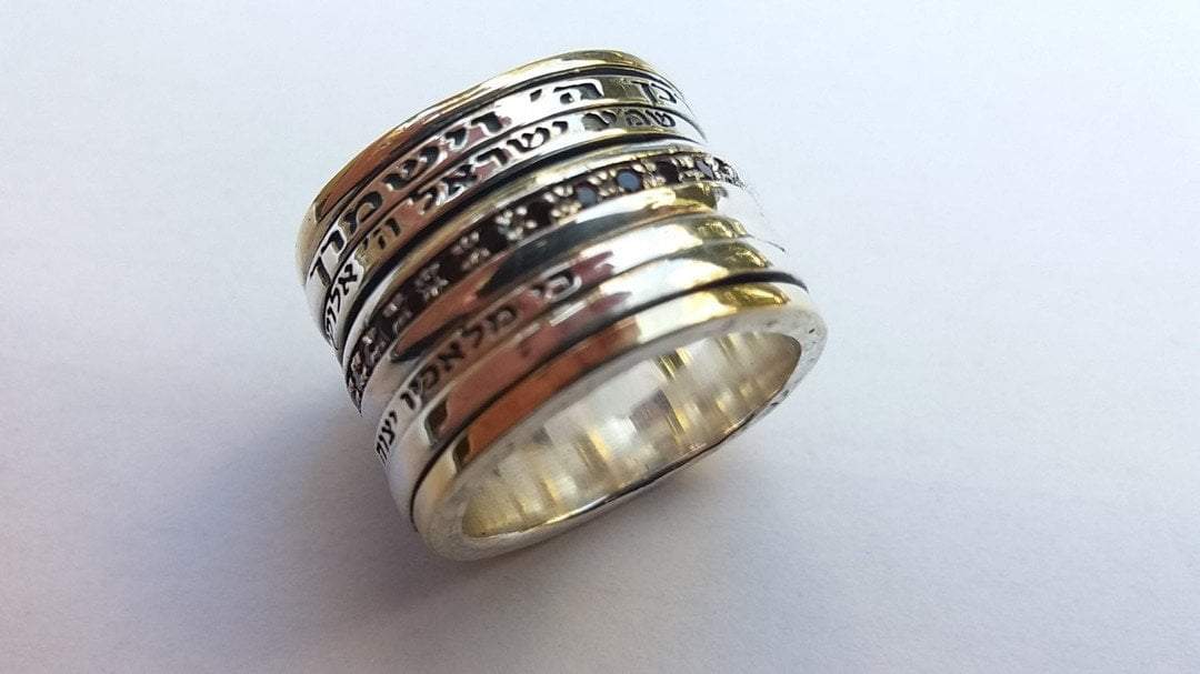 Bluenoemi Jewelry Rings Spinner ring for woman . Hebrew Meditation ring. Worry Ring. Love & wishes verses rings.