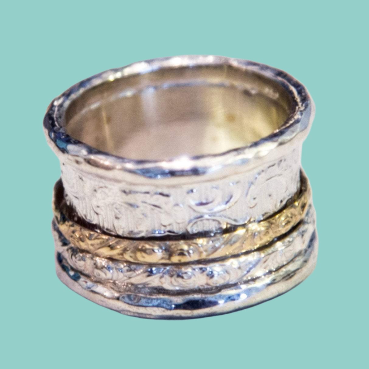 Bluenoemi Jewelry Rings Spinner ring for woman, Meditation Ring. Stackable Silver Gold Rings